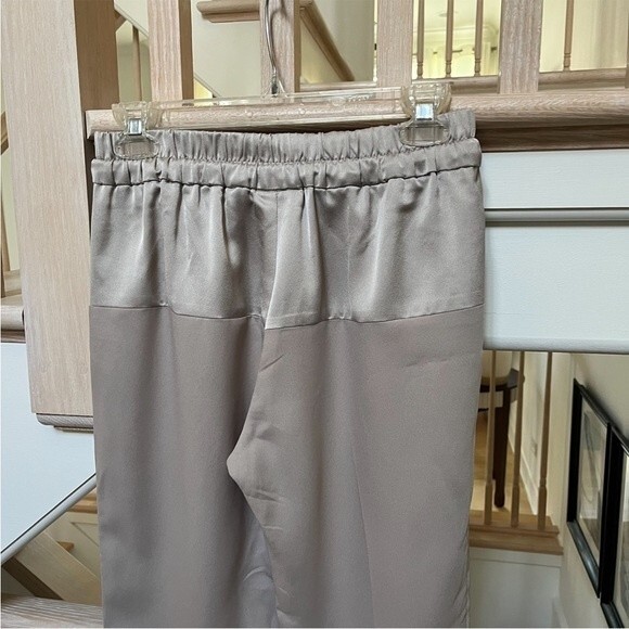 Parker Satin Drawstring Joggers in Taupe Beige XS - Picture 5 of 13